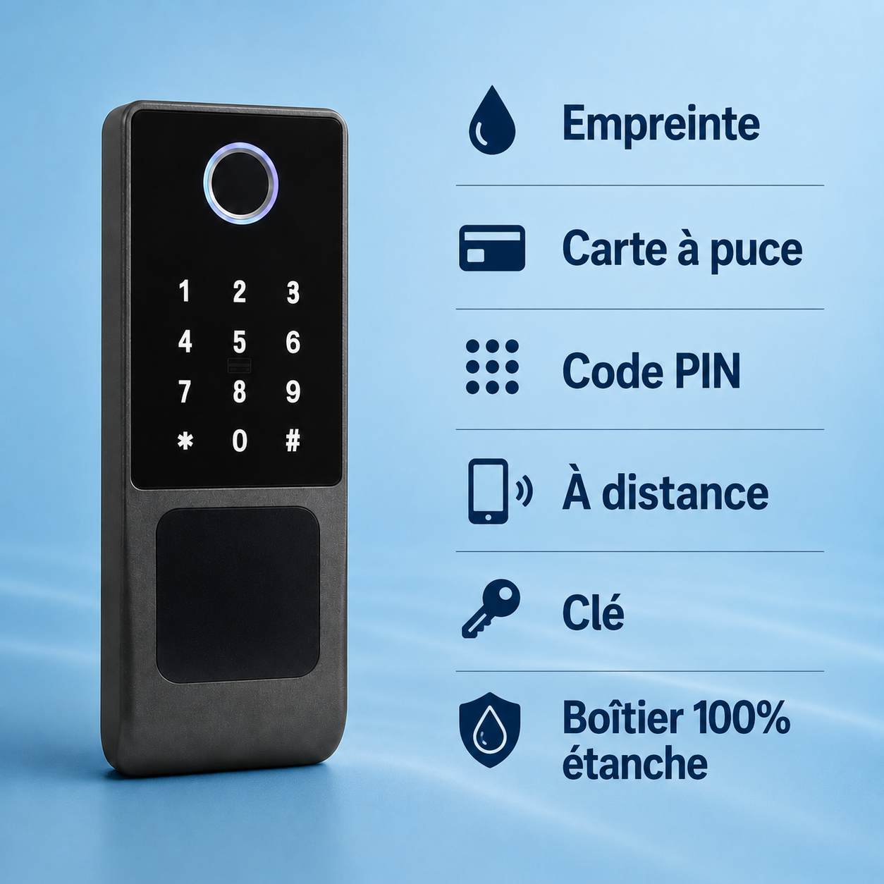 Serrure Extérieure Étanche - Empreinte, Code et Carte