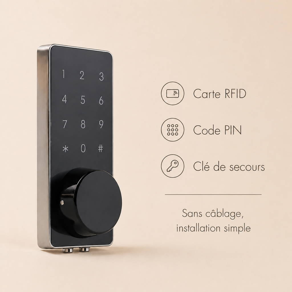 Serrure d'Intérieur à Carte RFID et Code