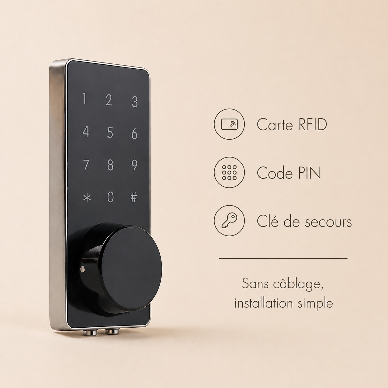 Serrure d'Intérieur à Carte RFID et Code