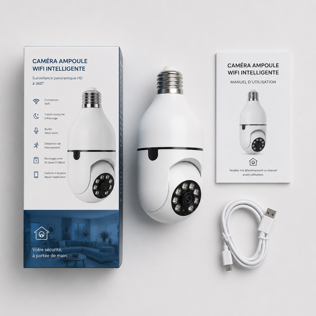 Caméra Espion WiFi Culot E27 - Caméra Discrète
